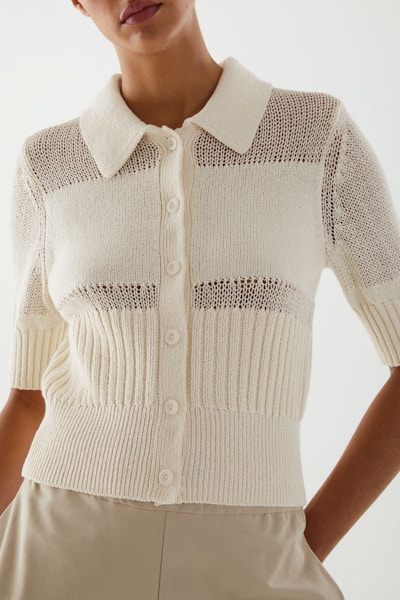 Cos Organic Cotton Mesh Panel Knitted Top, £59