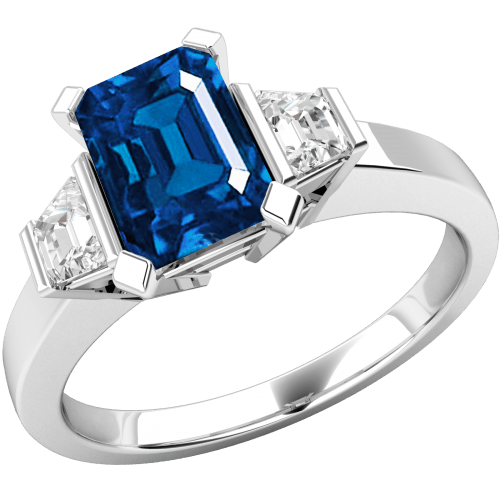 Sapphire & Diamond Three Stone Ring in Platinum £2,231