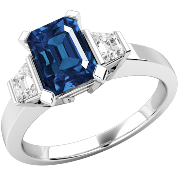 Sapphire & Diamond Three Stone Ring in Platinum £2,231
