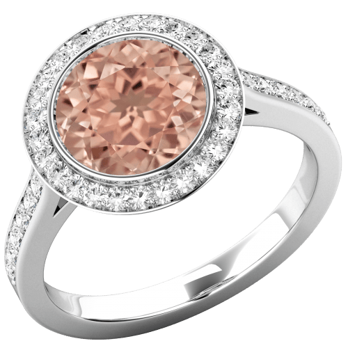 Morganite & Diamond Halo Cluster Ring  Set in 18ct White Gold £1,560