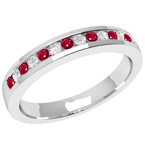 Classic Round Brilliant Cut Ruby & Diamond Eternity Ring in 18ct £822 to £1,113