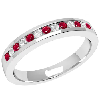 Classic Round Brilliant Cut Ruby & Diamond Eternity Ring in 18ct