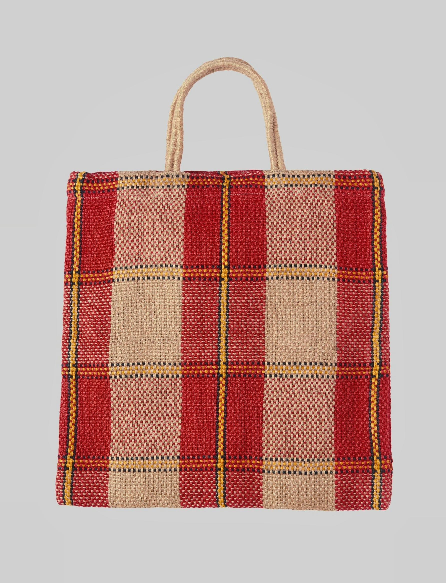 Toast Checked Natural Jute Bag, £29