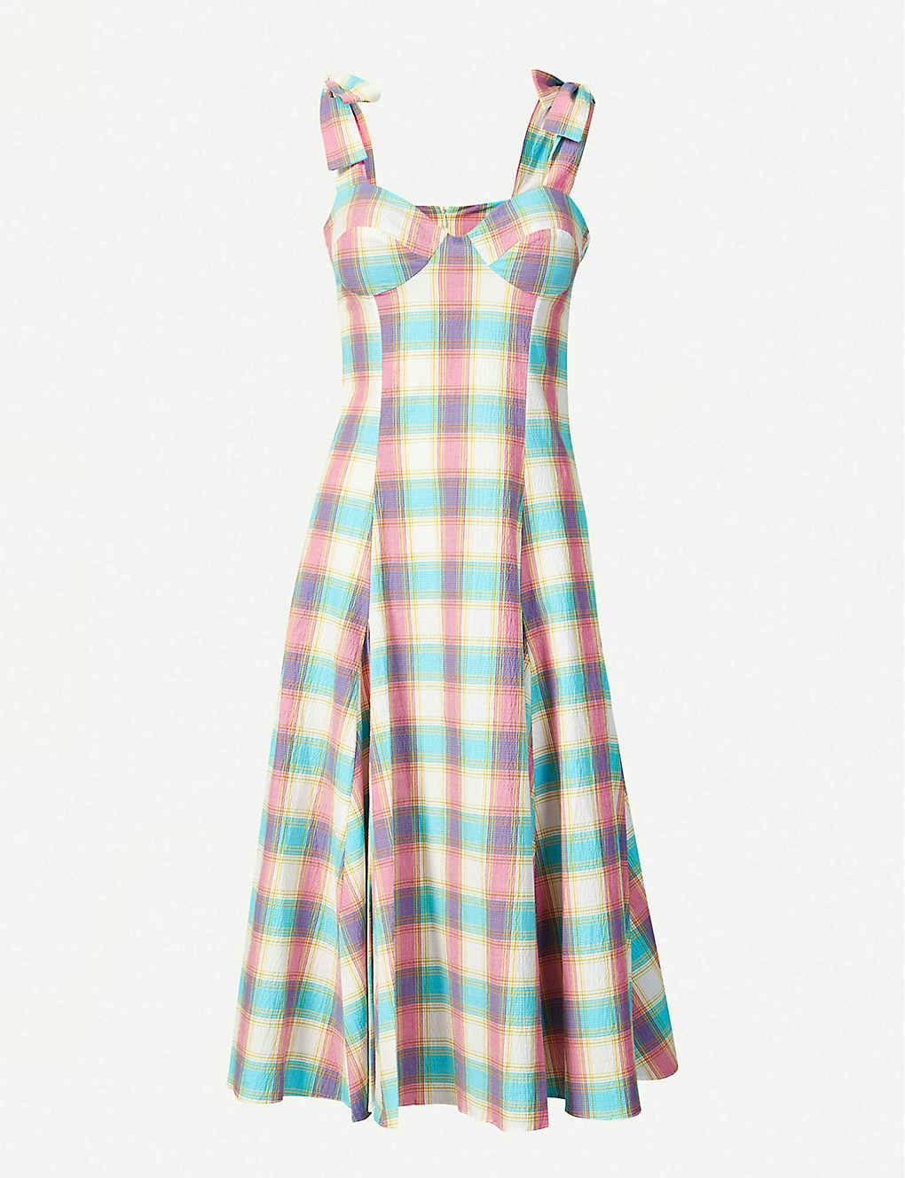 Selfridges Paper London Mona Checked Cotton Midi Dress, £365