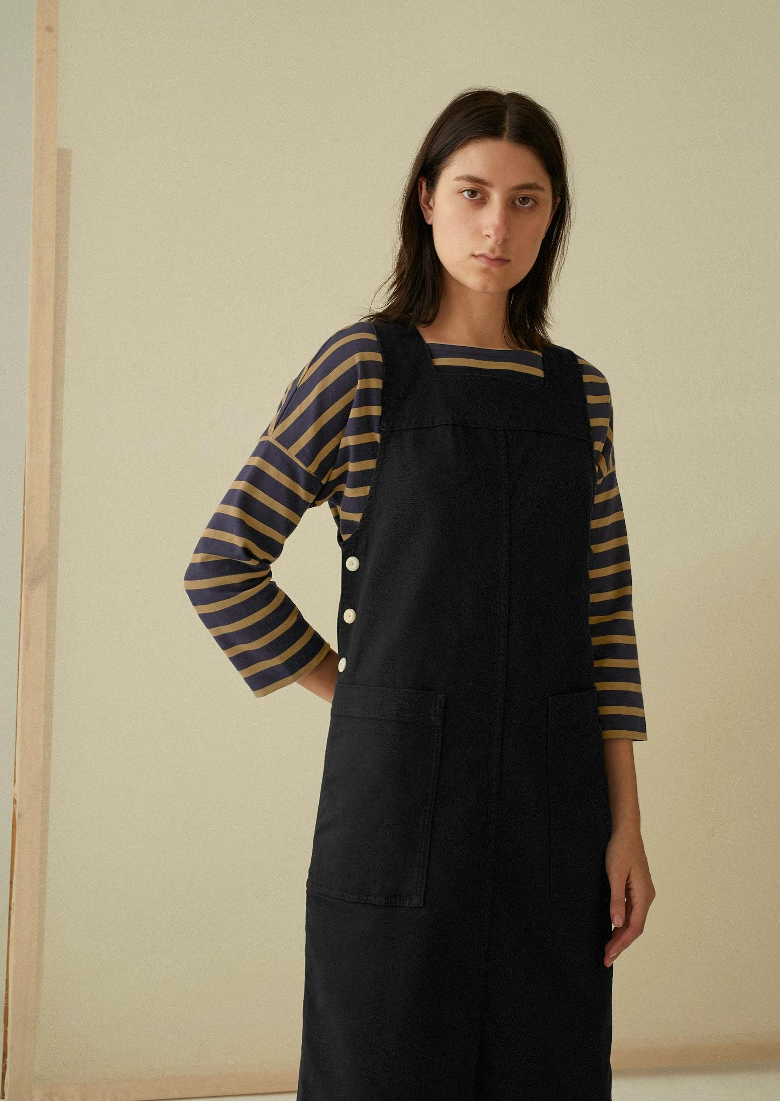 Toast Eda Black Denim Pinafore Dress, £135