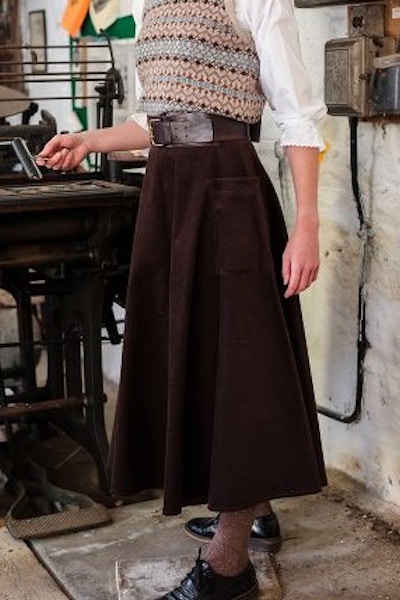 Cabbages & Roses Half Circle Skirt in Brown Corduroy, £260