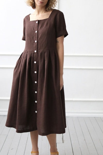 Off On Clothing Linen Pleated Skirt Dress, €104