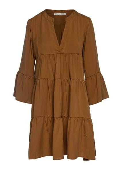 Wolf And Badger Chocolate Brown Tencel Gathered Seams Dress, £75