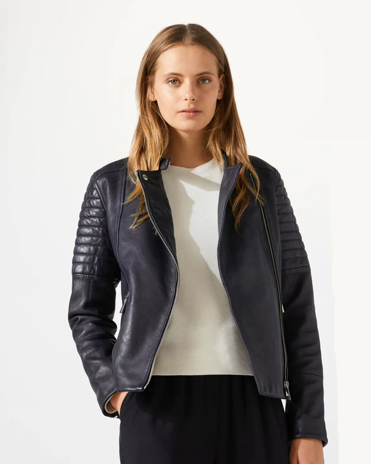 Jigsaw Washed Leather Biker Jacket, £299