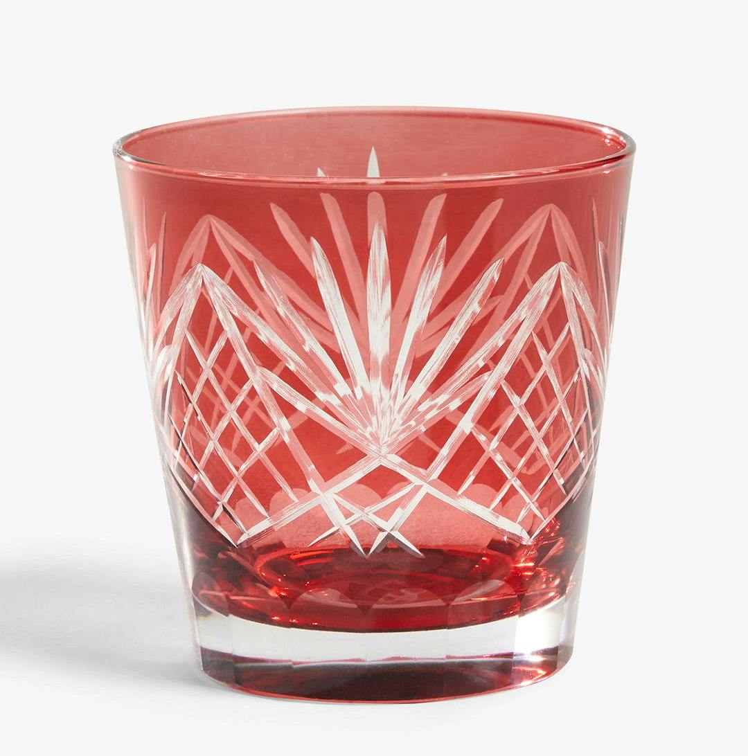 John Lewis Cut Glass Tumber, Garnet Red, £12