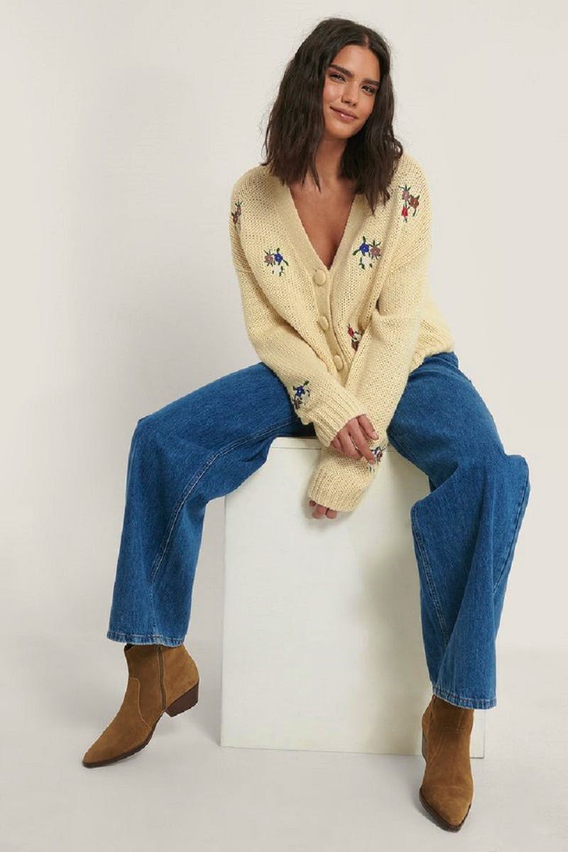 NA-KD Embroidered Knitted Cardigan, £40.95