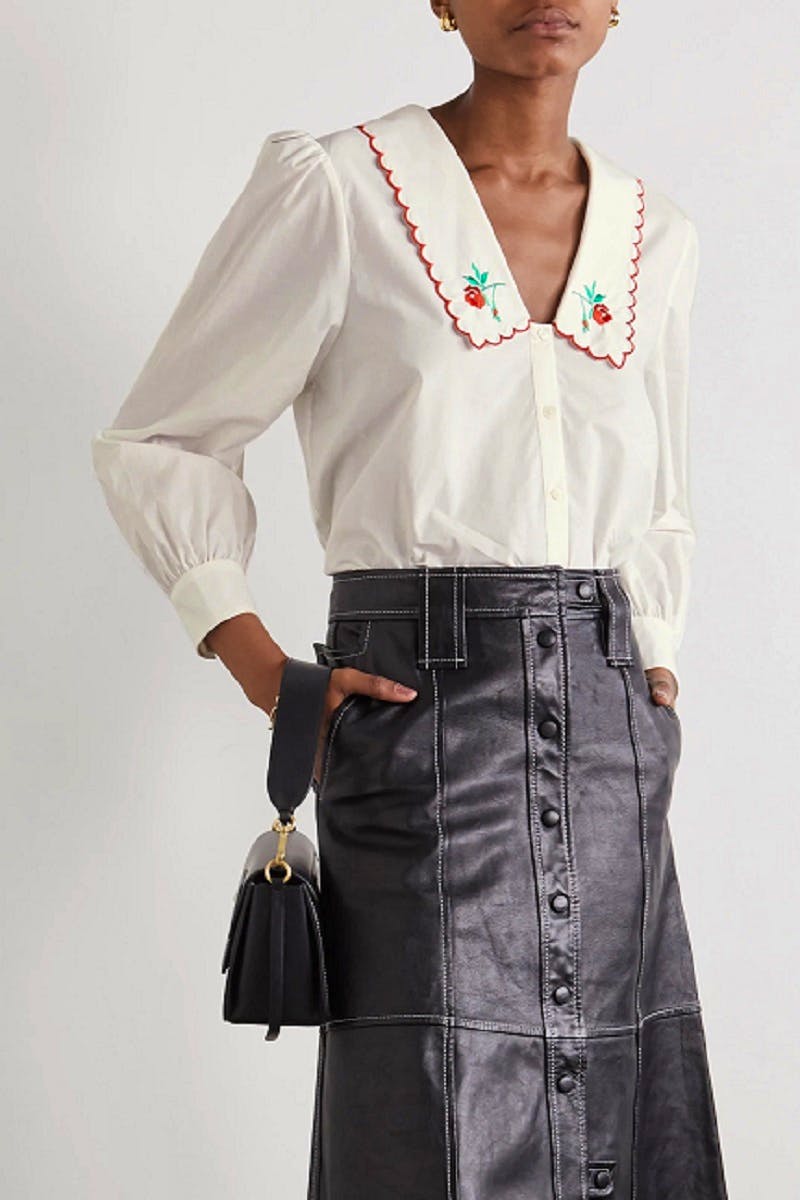 Net A Porter Rixo Lila Embroidered Poplin Blouse, £155