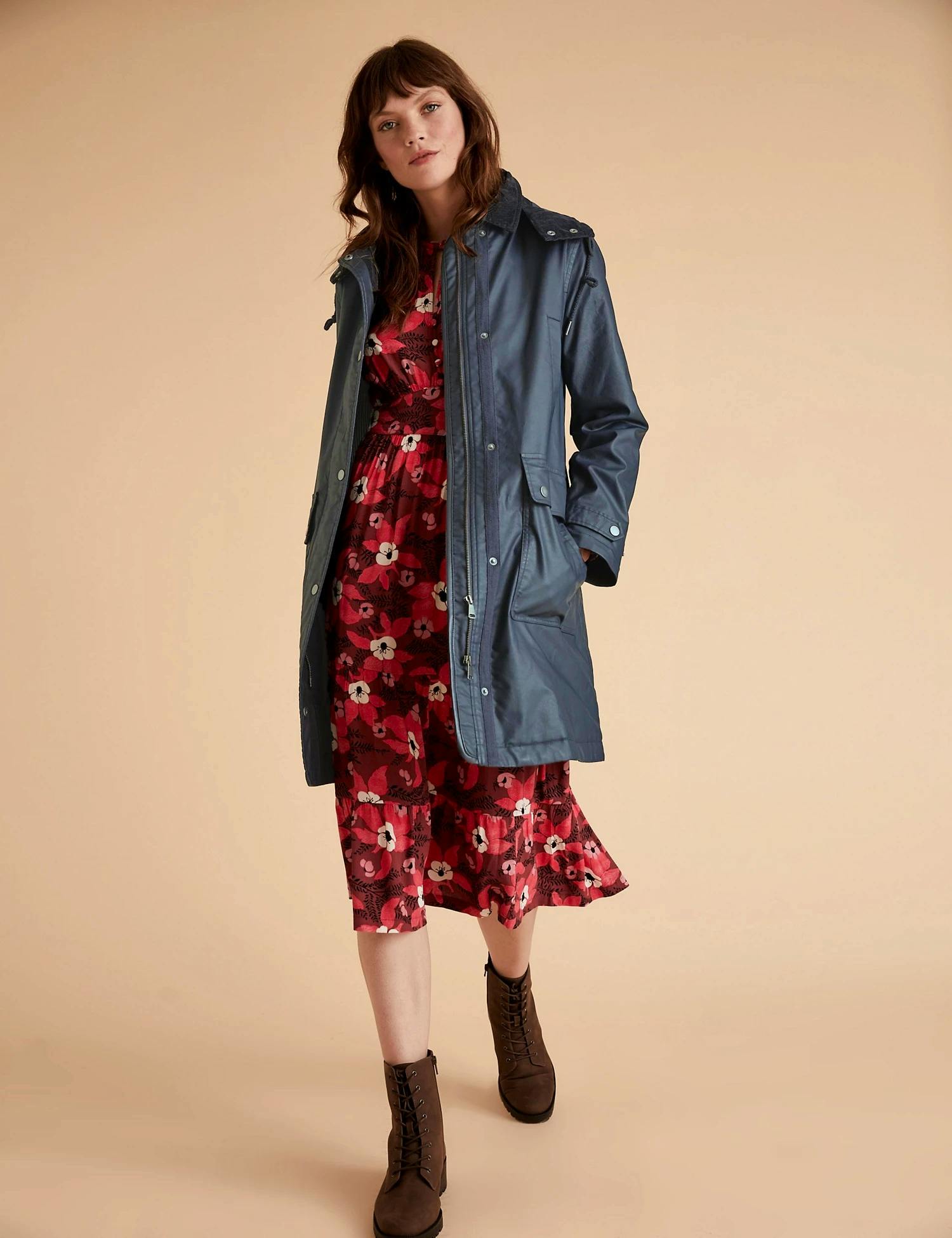 M&S Wax Look Long Line Jacket, NOW £69.30