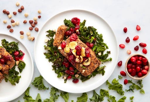 Lentil nut roast parsnip crisps & cranberry sauce 