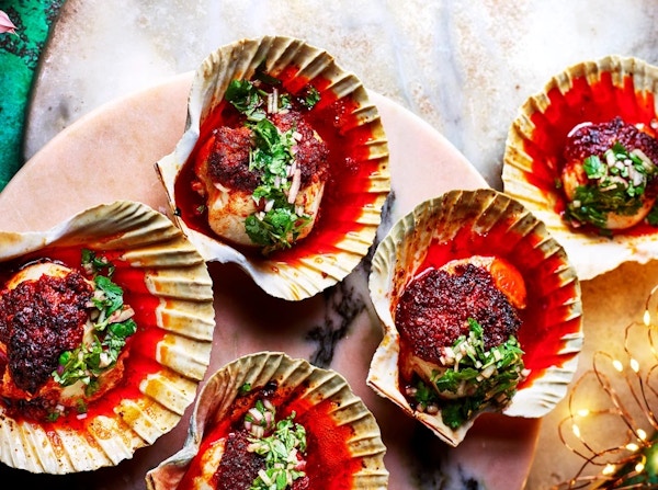 Grilled Scallops With ’nduja Butter