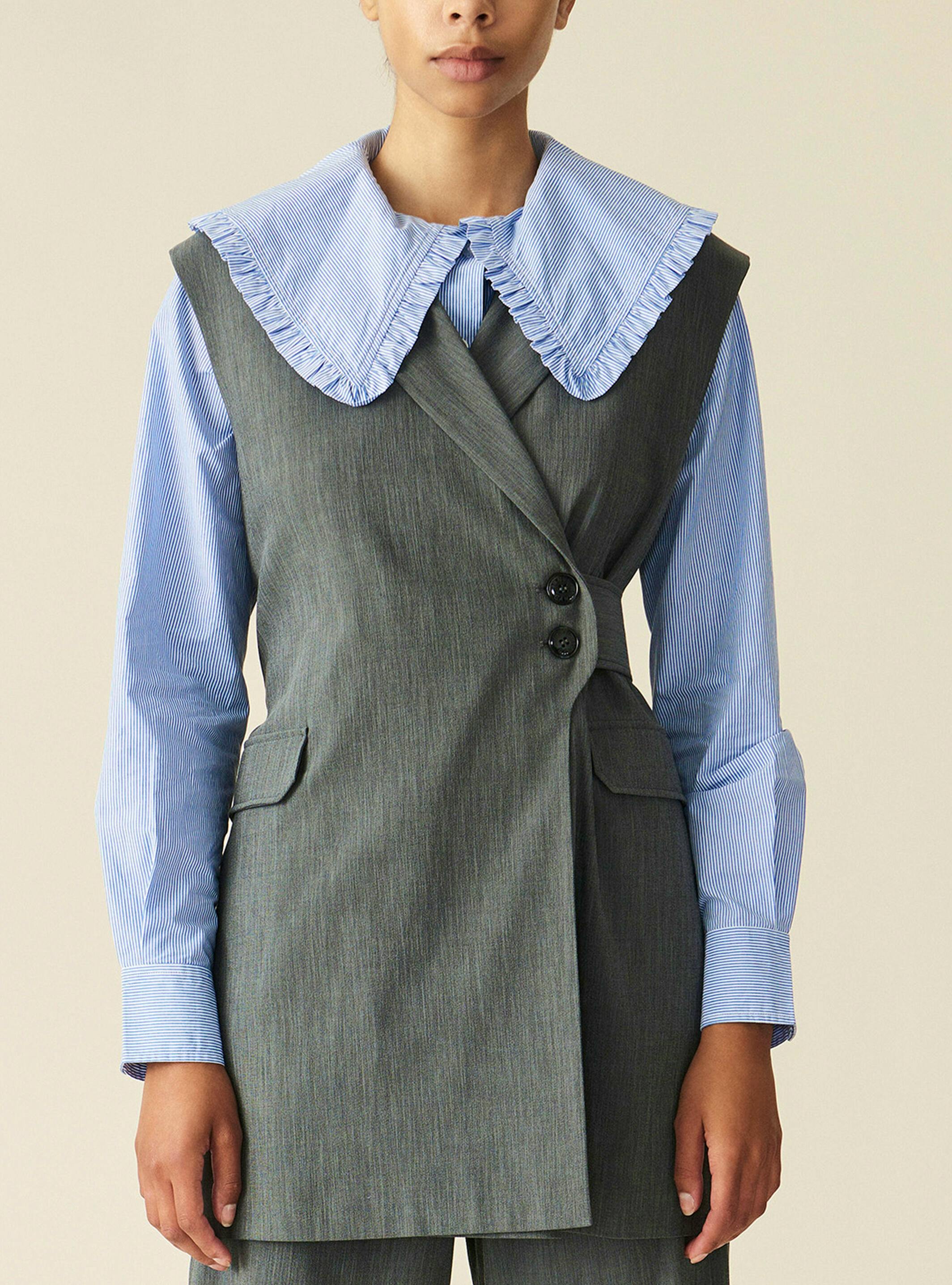 Ganni Melange Suiting Waitcoat, NOW £227