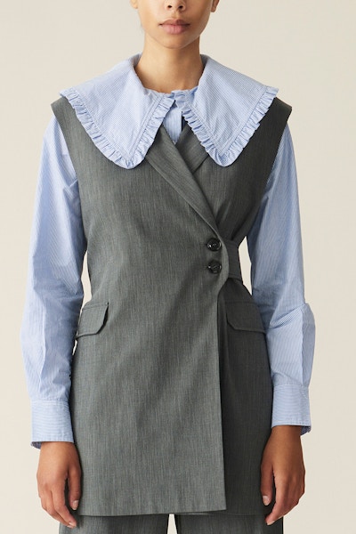 Ganni Melange Suiting Waitcoat, NOW £227