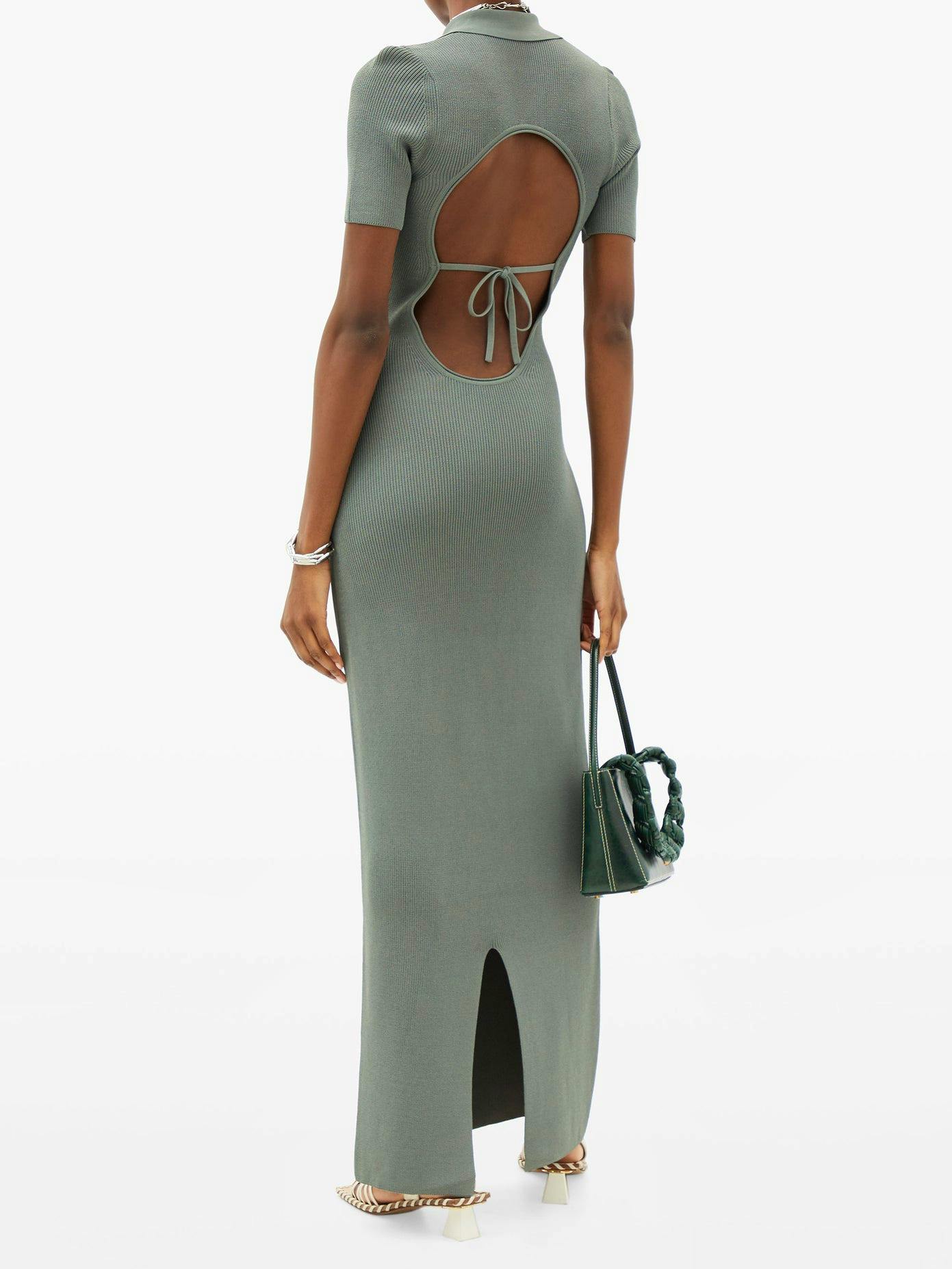 Jacquemus Cutout-Back Knitted Polo Dress, now £264