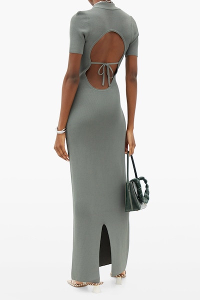 Jacquemus Cutout-Back Knitted Polo Dress, now £264