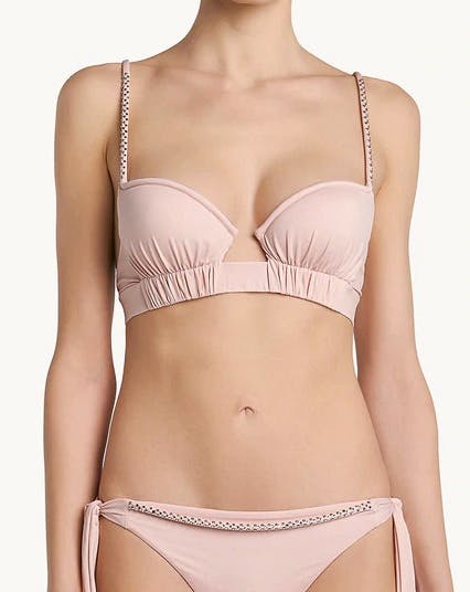 La Perla Bikini Top In Rose Pink With Ruched Cups, £340