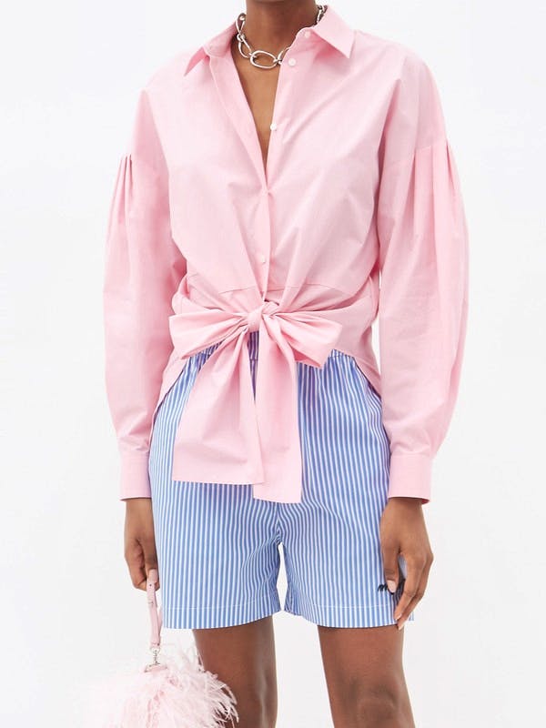 MSGM Tie Front Cotton Shirt, £255