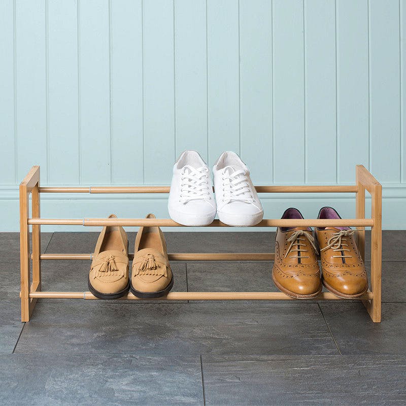 Extending and Stackable Steel Shoe Rack Wood-effect 