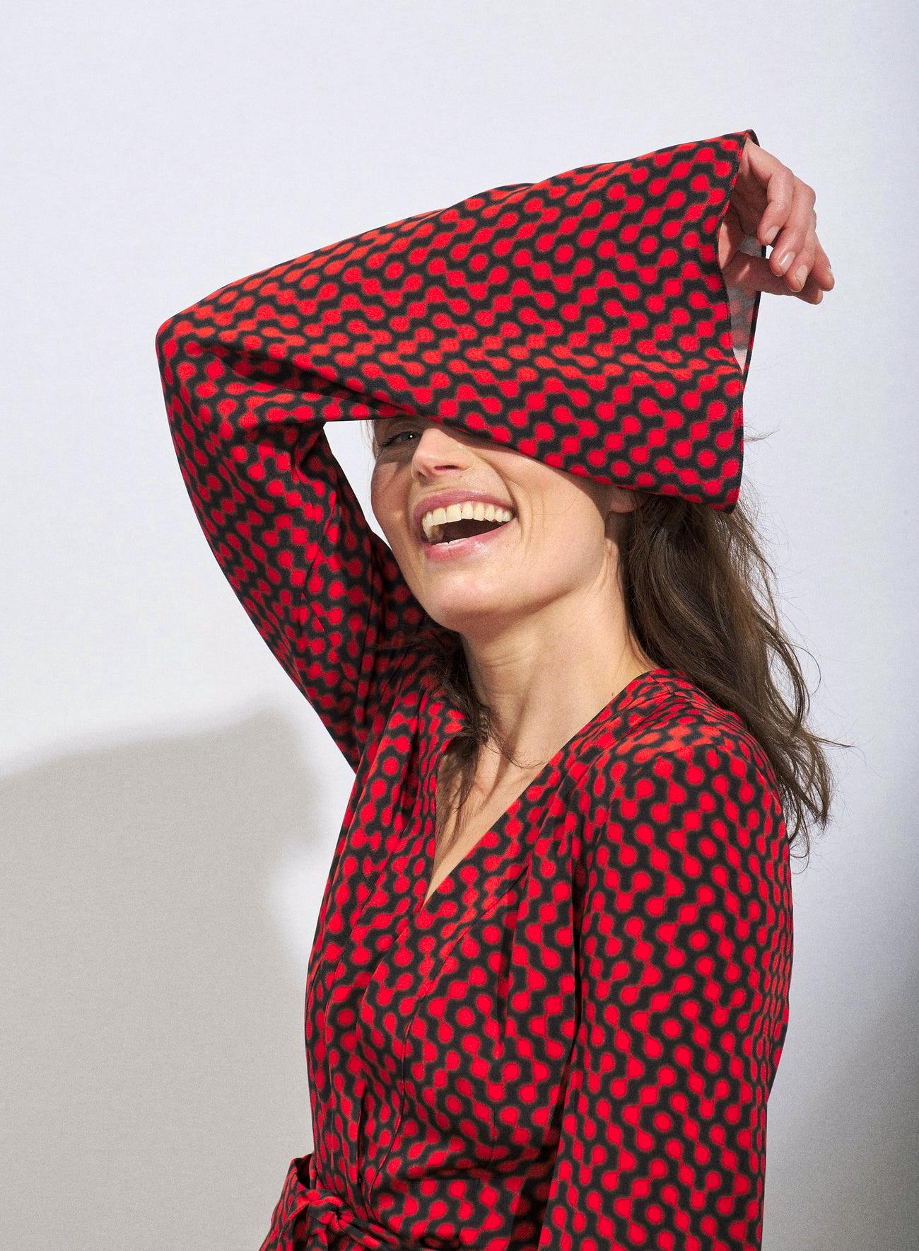 Raey Bell-Sleeve Belted Polka Dot Silk Pyjama Jacket, £495