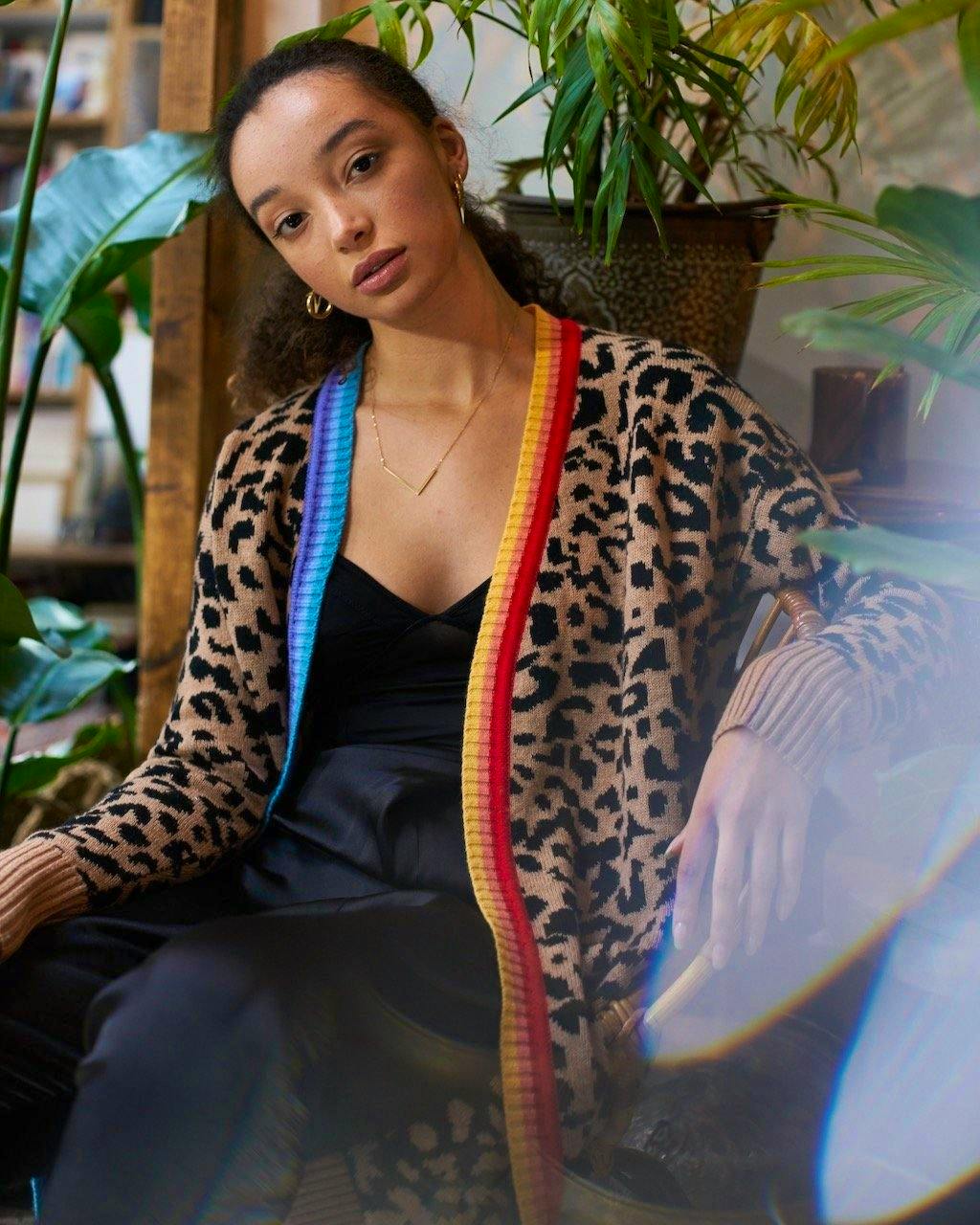 Orwell Austen Leopard Print Cashmere Cardigan, £225