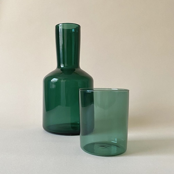 Pentreath & Hall Carafe & Glass – Teal, £65
