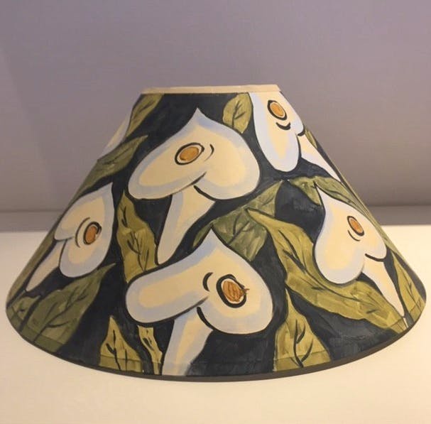 Charleston Farmhouse Shop Handpainted Lampsgade ‘Lily’ by Madeleine Bradbury, £247 – £300