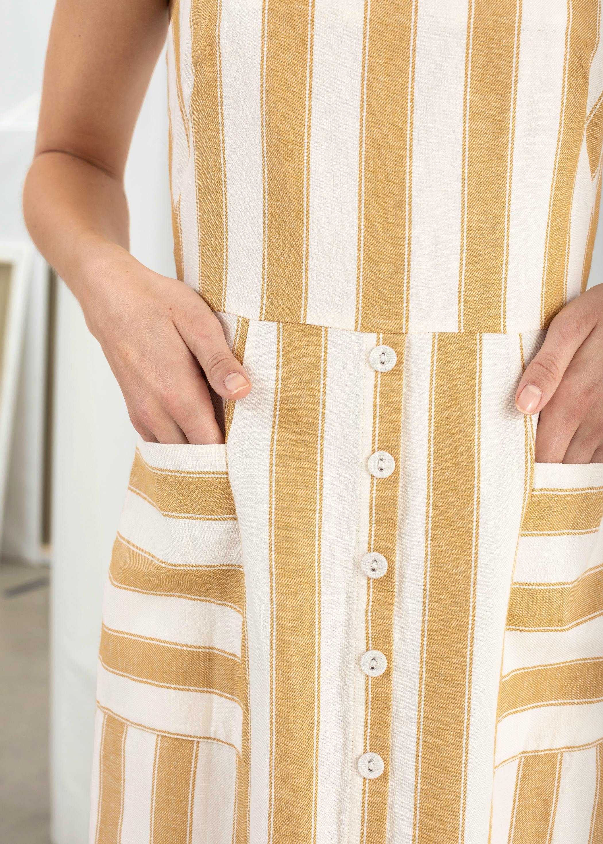 & Other Stories Striped Cotton Linen Midi Dress, £69