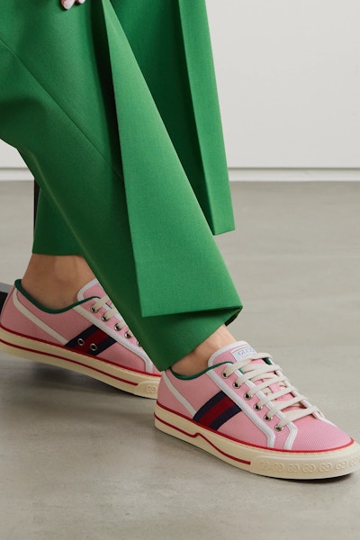 Gucci Tennis 1997 Webbing-Trimmed Logo-Embroidered Canvas Sneakers, £435
