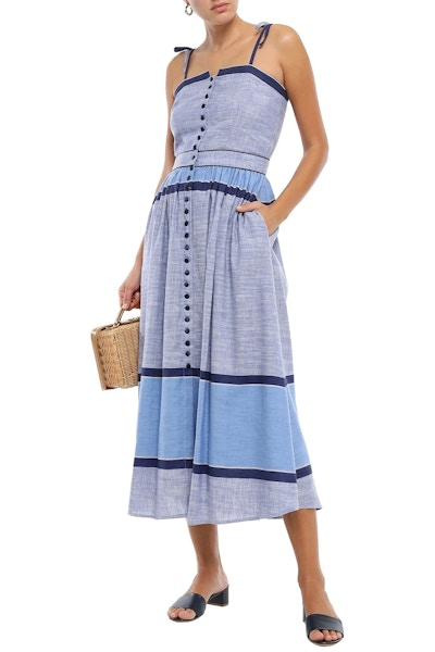 Gül Hürgel Striped linen and cotton-blend midi dress, NOW £190