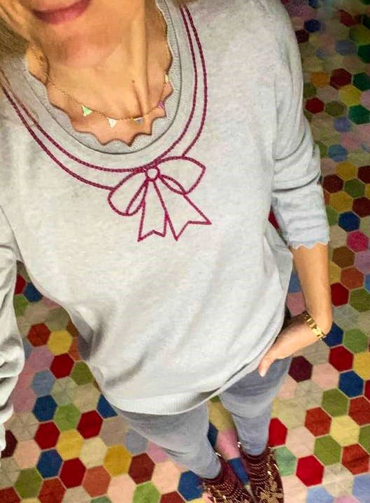 Alex Gore Browne Chain Stitch Bow Sweater, £345