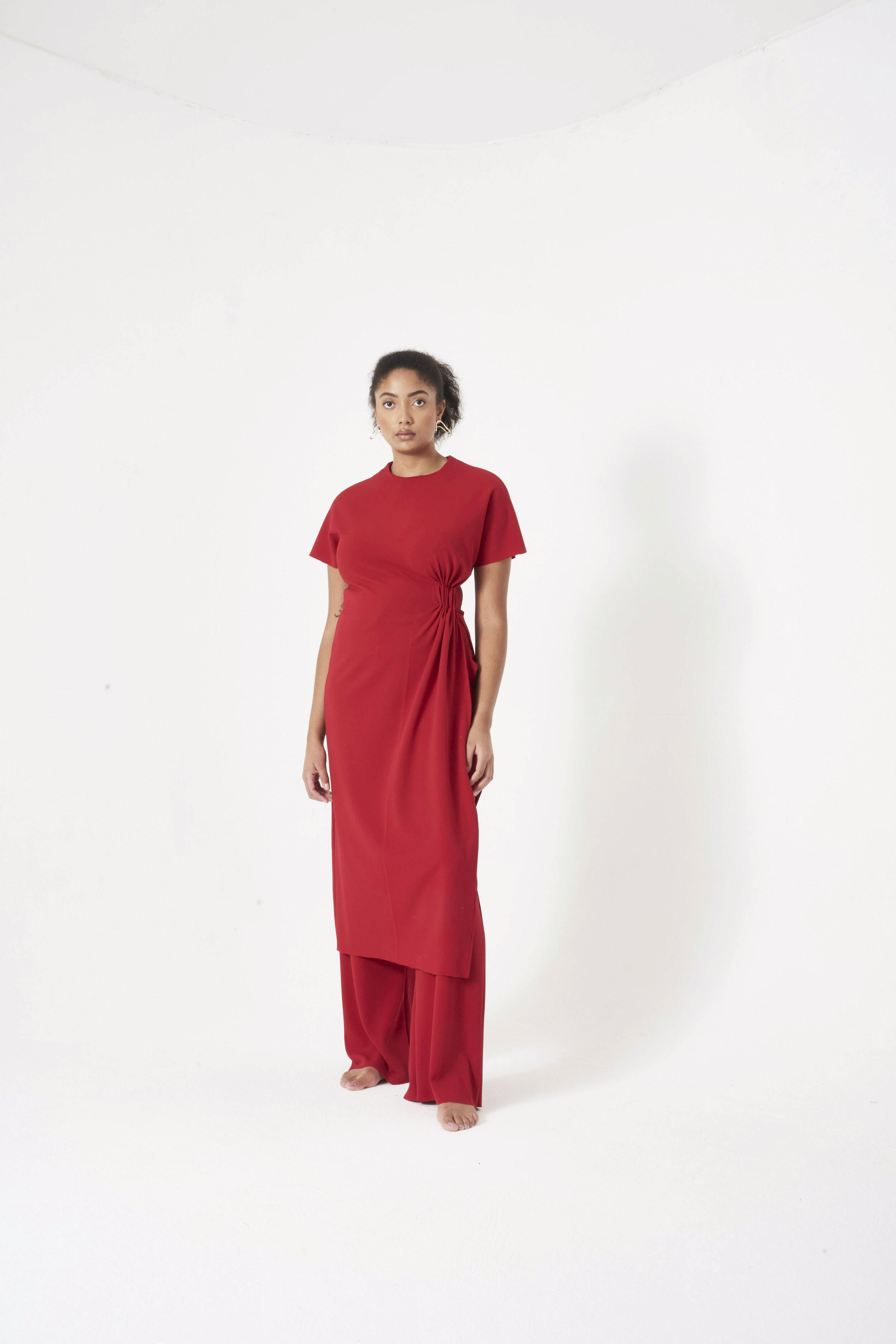 The Pleated Top And Trousers – Red, £70 