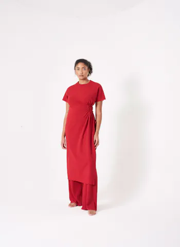 The Pleated Top And Trousers – Red, £70