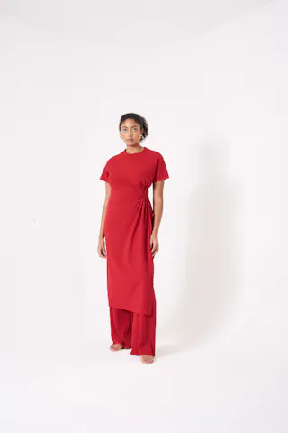 The Pleated Top And Trousers – Red, £70