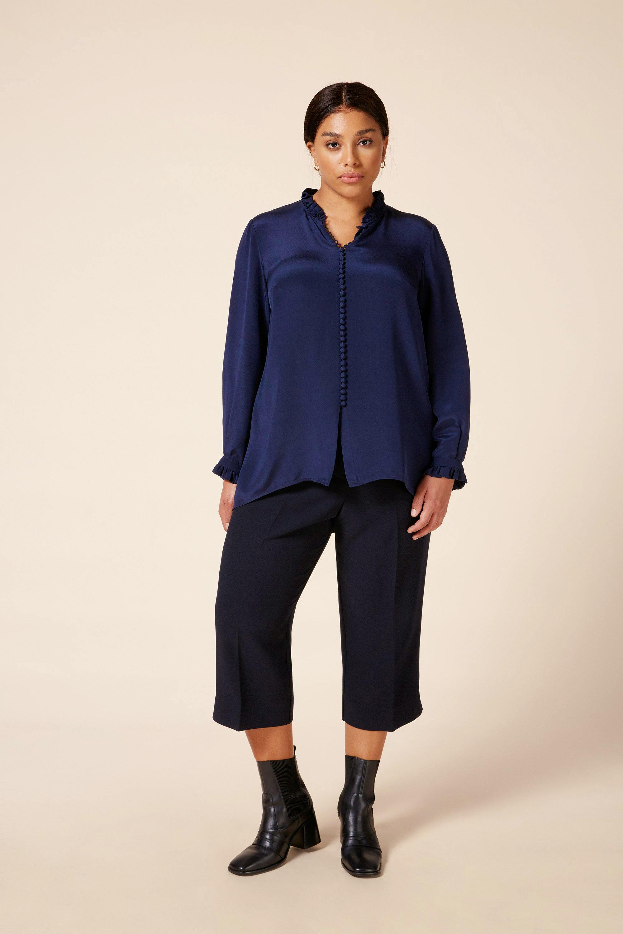 Midnight Blue Ruffle Trim, £350 