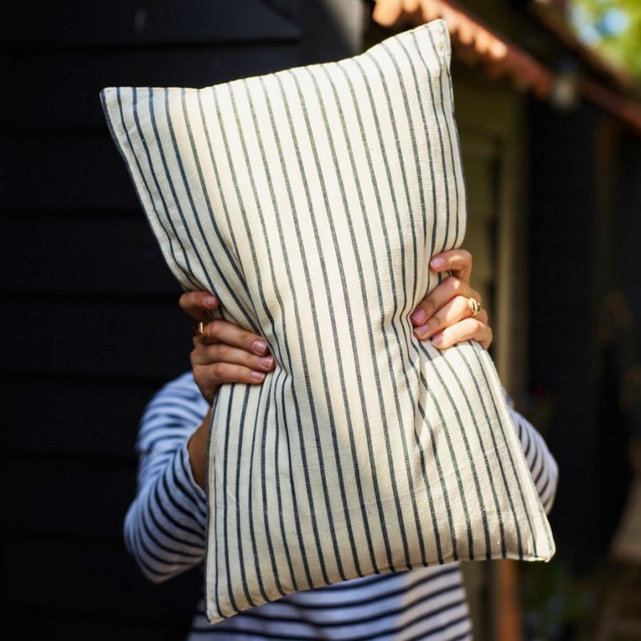 Rowen & Wren Handwoven Cotton Cushion Cover, Black Stripe, £36