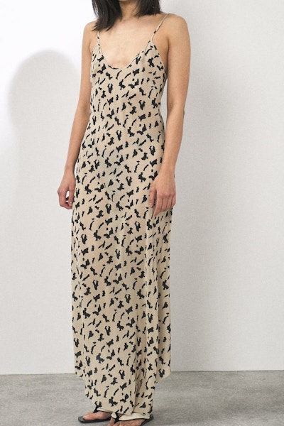 Raey Dip-Hem Abstract-Print Silk Crepe-De-Chine Dress, £250
