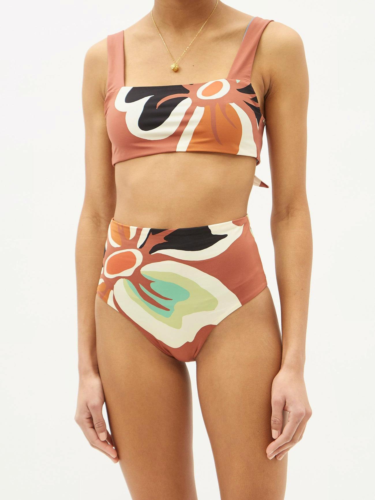 Cala De La Cruz Mia Square-Neck Floral-Print Bikini Top, £138