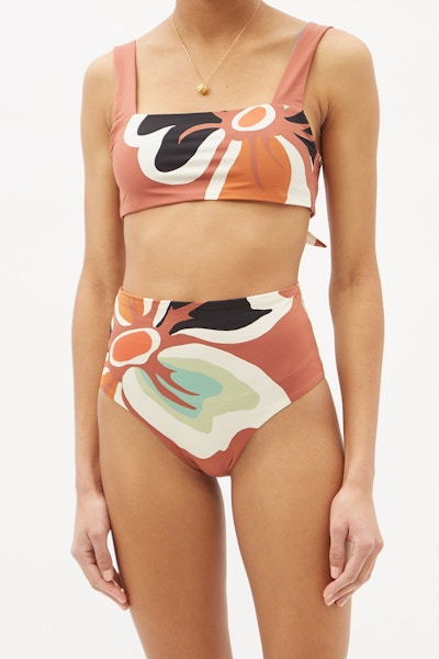 Cala De La Cruz Mia Square-Neck Floral-Print Bikini Top, £138