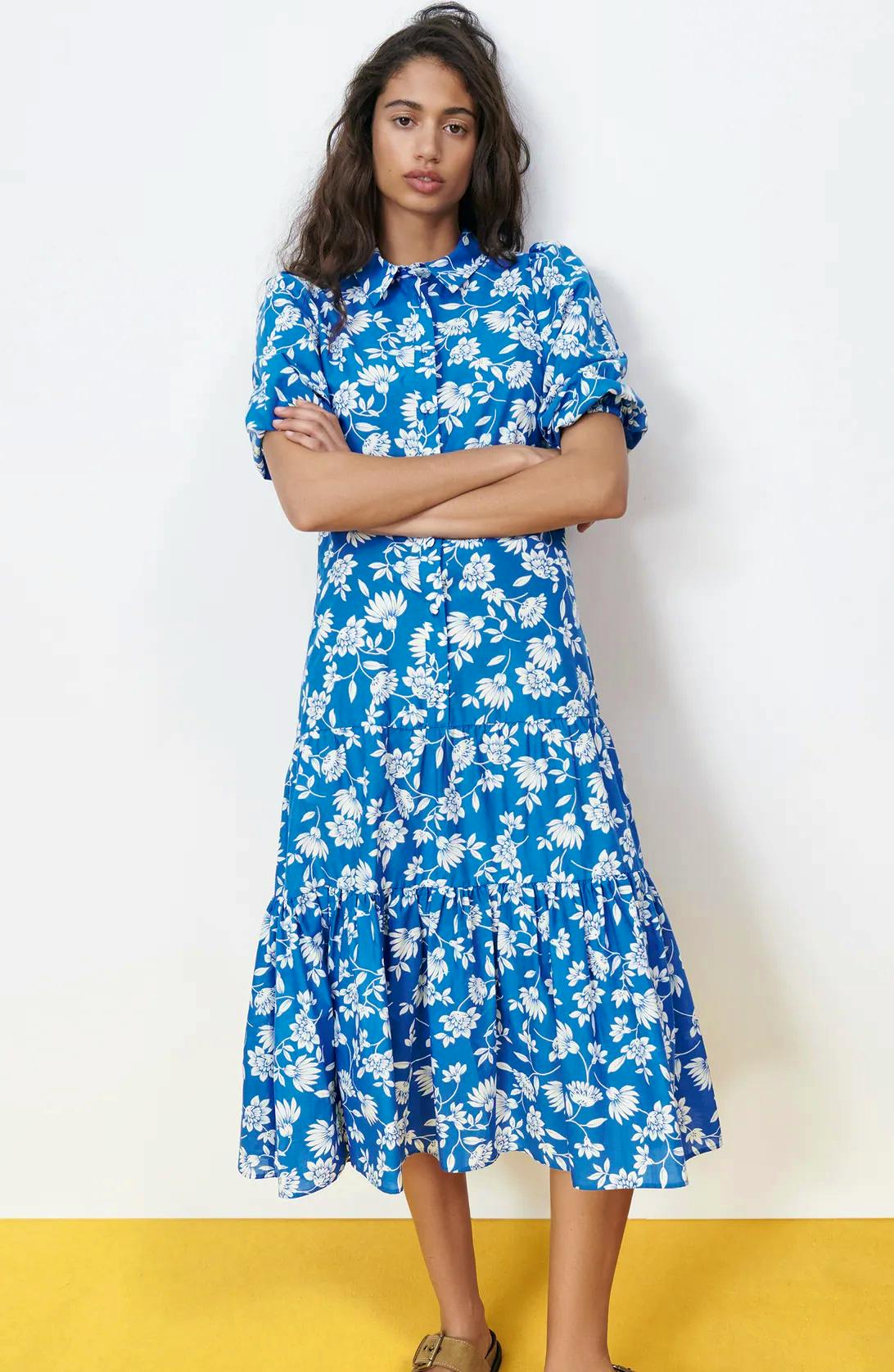 Zara Printed Ruffle Dress, £49.99