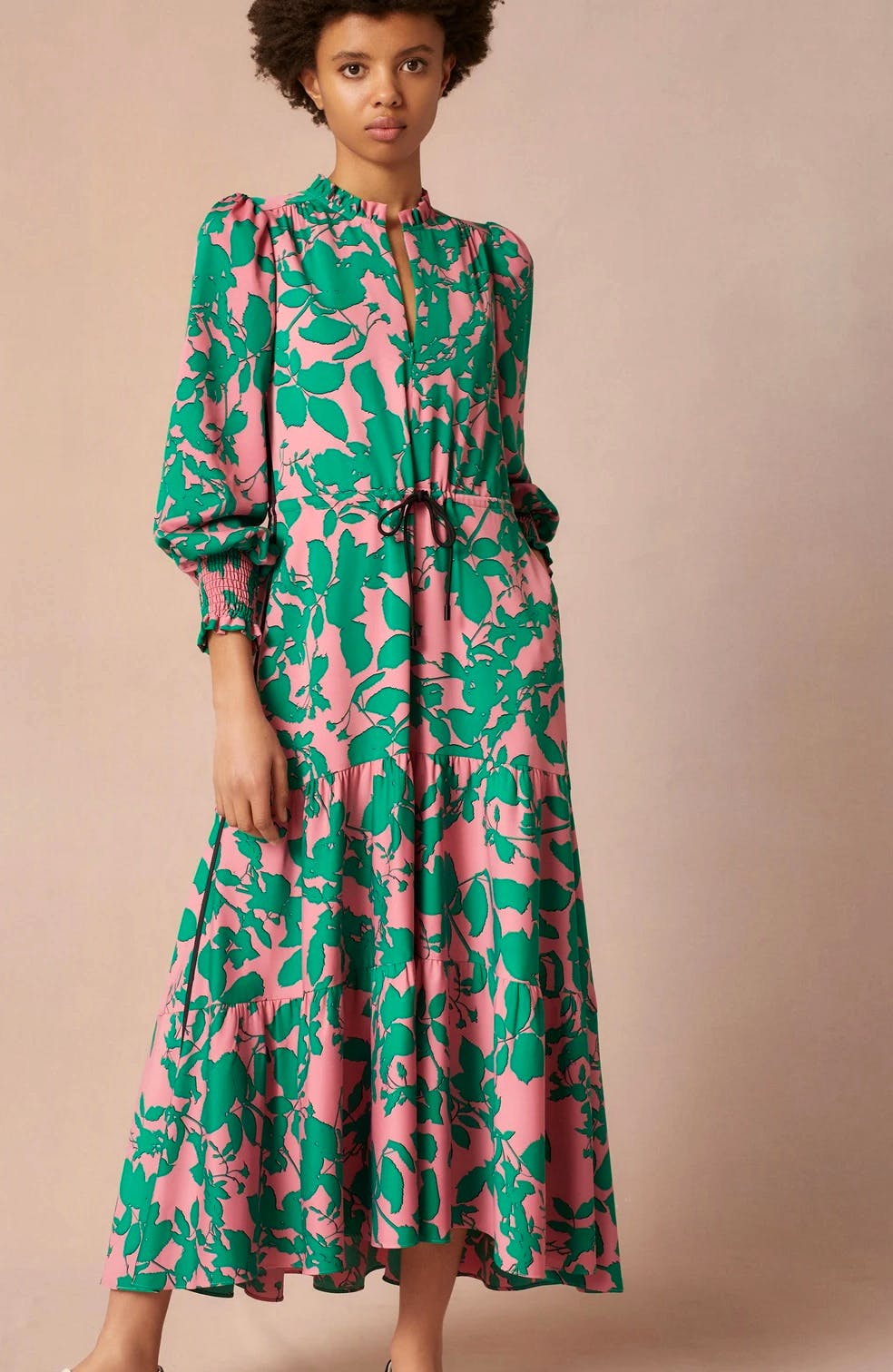 Me + Em Shadow Leaf Balloon Sleeve Dress, £295