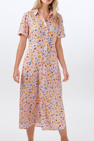Sugarhill Brighton Danielle Arthouse Leopard Print Shirt Dress, £68