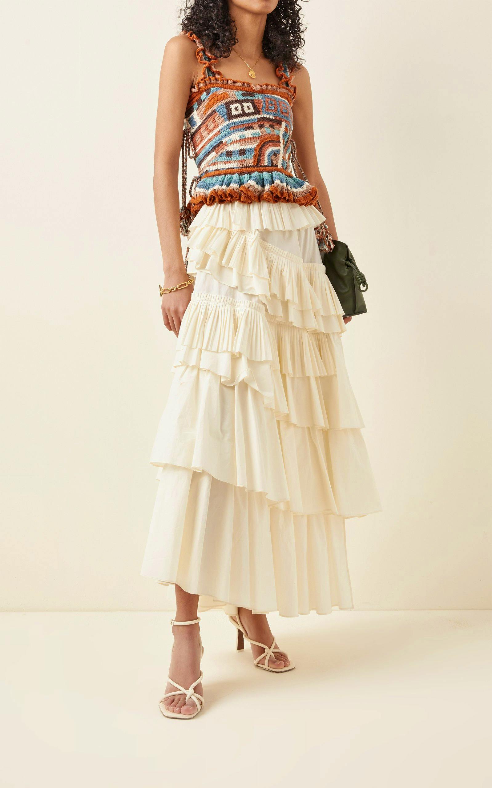 Ulla Johnson Gaelle Tiered Cotton Skirt, $475