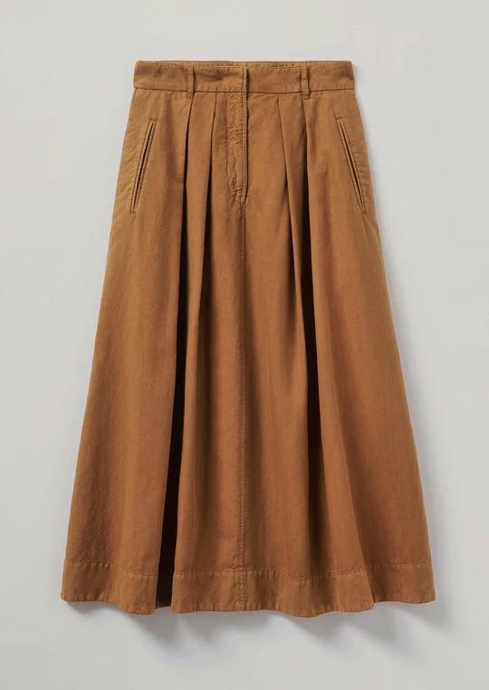 Toast Cotton Linen Pleat Front Skirt, £195
