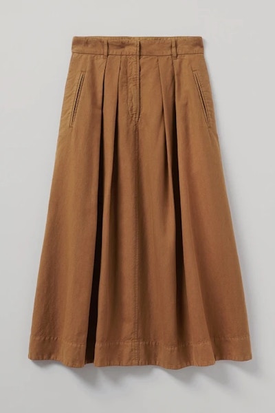 Toast Cotton Linen Pleat Front Skirt, £195