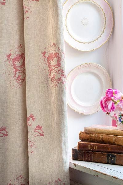 Cabbages & Roses Hatley Raspberry on Natural Linen Swatch, £1.50