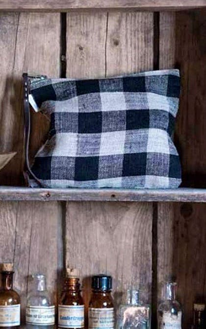 Plumo Check Linen Pouch, £29